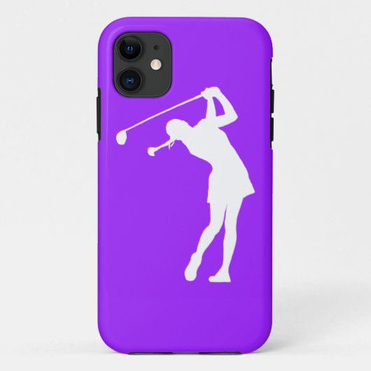 紫色のGolfer Silhouette White iPhone 5の女性 Case-Mate iPhoneケース (裏面)