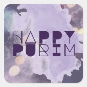 紫色のHAPPY PURIM スクエアシール (正面)