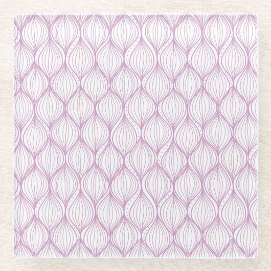 紫色のogeeストライプなパターン背景 ガラスコースター (正面)