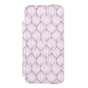 紫色のogeeストライプなパターン背景 iPhone SE/5/5sウォレットケース
