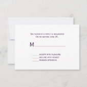 紫色のOmbréのヤシの木のビーチ結婚式RSVP 出欠カード (裏面)