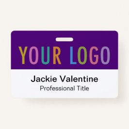 紫色のPVC名バッジ水平ロゴスタッフIDラベル バッジ