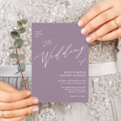 紫色のQRコードをすべて1つのQRコードモダンに収め結婚る 招待状