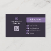 紫色のQRコード名刺23パック100 名刺 (正面)