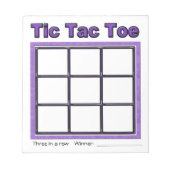 紫色のTic Tac Toeゲームメモ帳 ノートパッド (正面)