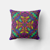 紫色のTurquioseおよび黄色い曼荼羅パターン クッション (裏面)