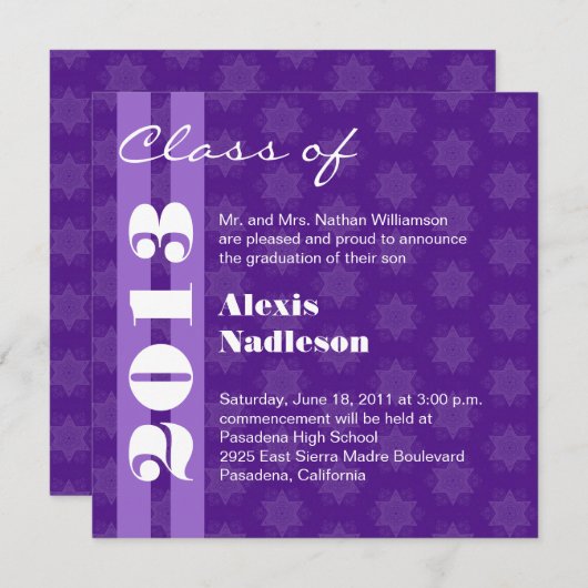 紫色はあらゆる年への2013新しい卒業生か変更を主演します 案内状 (正面/裏面)