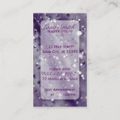 紫色はきらめくサロンのスパの名刺光っています 予約カード (裏面)