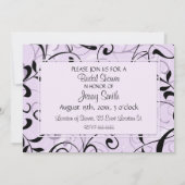 紫色はカードブライダルシャワーの招待状渦巻きます 招待状 (裏面)