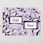紫色はカードブライダルシャワーの招待状渦巻きます 招待状 (正面/裏面)