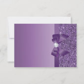 紫色はスパンコールの弓を印刷しました及びダイヤモンドは感謝していしています サンキューカード (裏面)