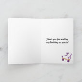 紫色はローラースケートの誕生日のサンキューカードに点を打ちます サンキューカード (内部)