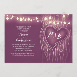 紫色は木のロマンチックなブライダルシャワーをつけます 招待状