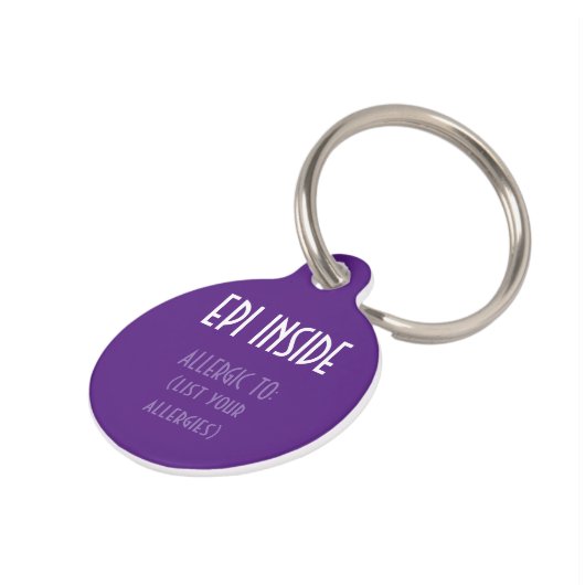 紫色は緊急の接触アレルギーの中のEpiをからかいます ペット　ネームタグ (側面)
