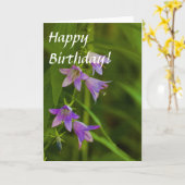 紫色は野生の花トランペットを吹きます カード (黄色い花)