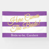 紫色は、花嫁、ブライダルシャワーの旗をここに来ます 横断幕 (横)