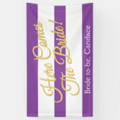 紫色は、花嫁、ブライダルシャワーの旗をここに来ます 横断幕 (縦)