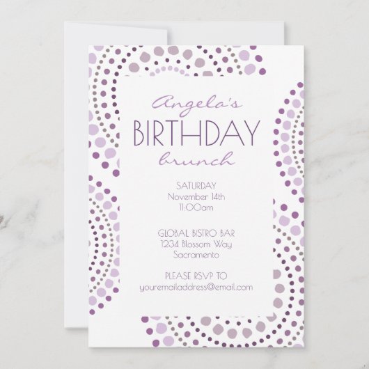 紫色はBohoのモザイク種族の誕生日を影で覆います 招待状 (正面)