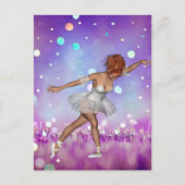 紫色ぼけ背景とバレリーナ ポストカード (正面)