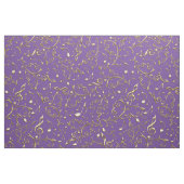 紫色または色の生地の金ゴールド音楽ノート ファブリック (ファットクウォーター)