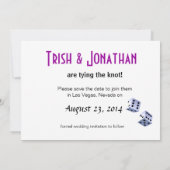 紫色を結婚しているハートラスベガスの王及び女王 セーブザデート (裏面)