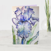 紫色アイリス水彩画の花のカード カード (正面)