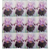 紫色アイリス水彩画シャワーカーテン シャワーカーテン (正面)