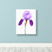 紫色アイリス花のトレンディなボヘミアンフラワーの豪華で女の子らしい キャンバスプリント (インサイチュ (ウッドフロア))