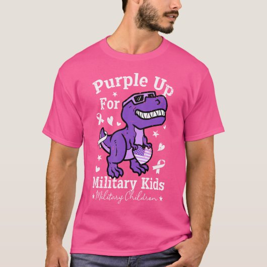 紫色アップ軍隊キッズヶ月軍隊子D Tシャツ (正面)