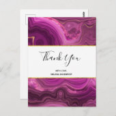 紫色アメシストとゴールドの抽象的なアゲートの感謝カード ポストカード (正面/裏面)