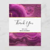 紫色アメシストとゴールドの抽象的なアゲートの感謝カード ポストカード (正面)