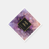 紫色アメシスト宝石の花嫁と新郎の結婚式 スタンダードカクテルナプキン (角)