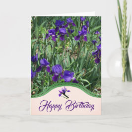 紫色アヤメの花園の誕生日カード カード