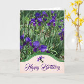 紫色アヤメの花園の誕生日カード カード (黄色い花)