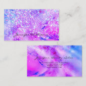 紫色アルコールインクホログラフィックグリッター エレガント 名刺 (正面/裏面)