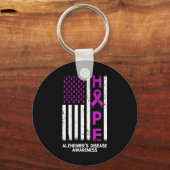 紫色アルツハイマー病認識度米国国旗M キーホルダー (裏面)