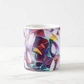 紫色アートのフラワーマグ コーヒーマグカップ (中央)