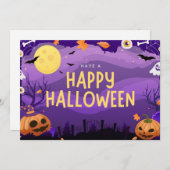 紫色イラスト ハッピー ハロウィン シーズンカード (正面/裏面)