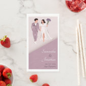 紫色ウェディングの漫画カップル (インサイチュ)