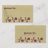 紫色エレガントなヴィンテージによって押される花 名刺 (正面/裏面)