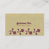 紫色エレガントなヴィンテージによって押される花 名刺 (裏面)