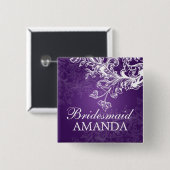 紫色エレガントな新婦付添人の好意のヴィンテージの渦巻 缶バッジ (正面&裏面)