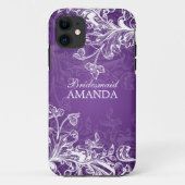 紫色エレガントな新婦付添人の好意のヴィンテージの渦巻 Case-Mate iPhoneケース (裏面)