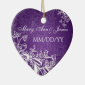 紫色エレガントな結婚式の引き出物のヴィンテージの渦巻 セラミックオーナメント (右)