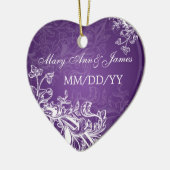 紫色エレガントな結婚式の引き出物のヴィンテージの渦巻 セラミックオーナメント (左)