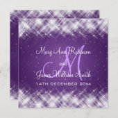 紫色エレガントな結婚式の魅力的な火花 招待状 (正面/裏面)