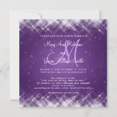 紫色エレガントな結婚式の魅力的な火花 招待状 (裏面)