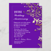 紫色エレガントな25周年招待状 招待状 (正面/裏面)