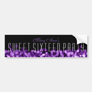 紫色エレガントなSweet sixteenの光っているライト バンパーステッカー