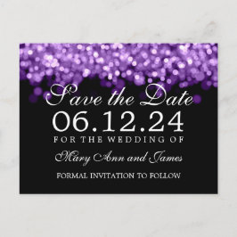 紫色エレガントの光源の日付を保存 案内ポストカード